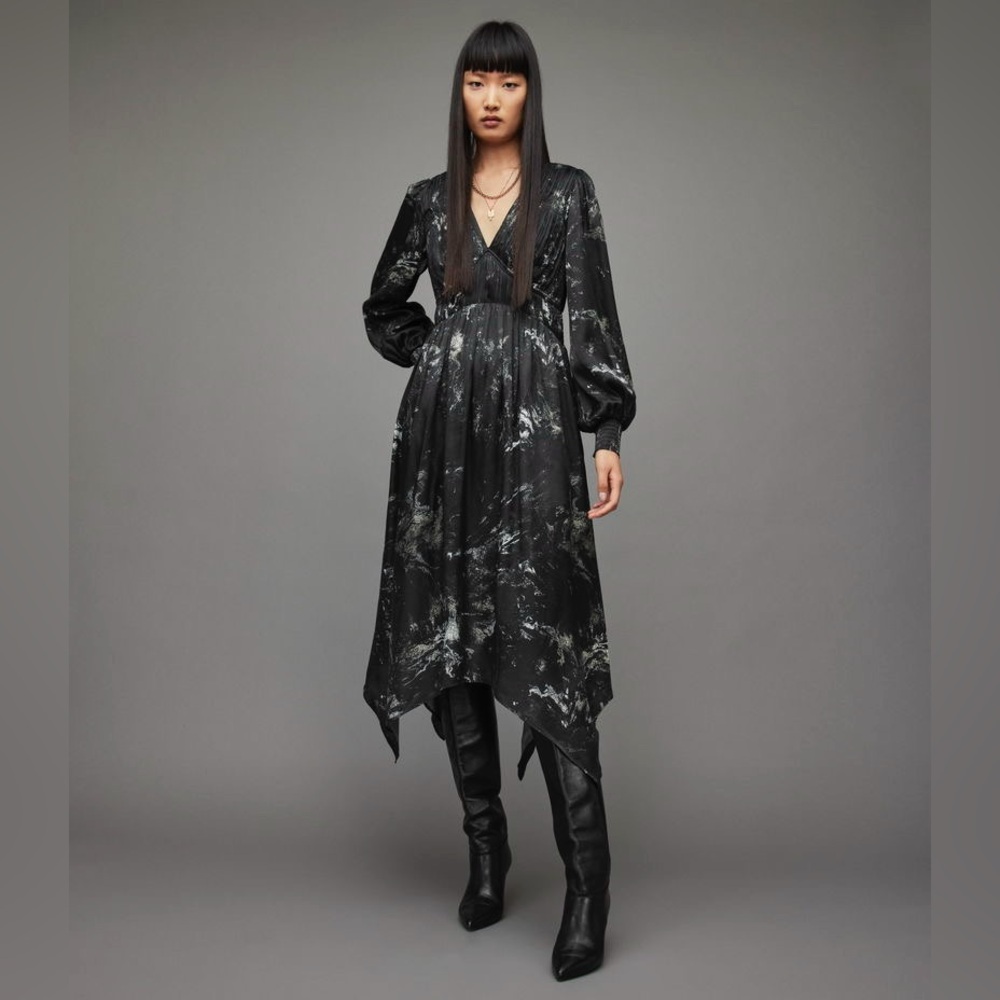 NWT $419 AllSaints Estelle Titania Floral Print Midi Dress - Picture 3 of 8